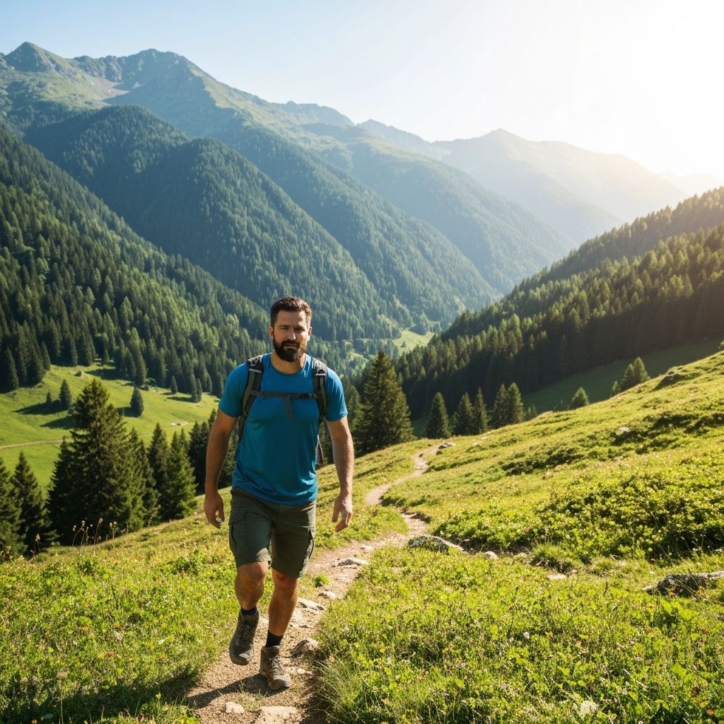 Man hiking in scenic natural environment